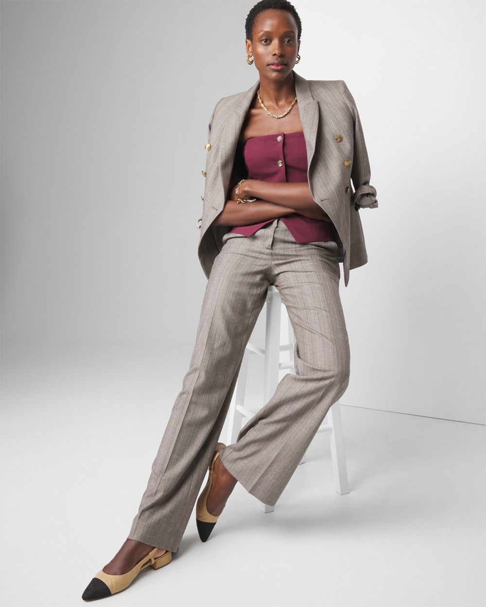 Button Cropped Bustier | White House Black Market